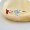 Neues Schmuck hellblau Pfirsich Ring Herz 925 Silber Red Emaille Love Herren- und Frauen gleicher Typ Paarpaar Index Finger221s