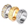 Sanskriet boeddhistische mantraring voor mannen vrouwen roteerbare goud zilveren kleur 316L roestvrij staal boeddhisme sieraden dropband rings204w