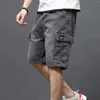 Jeans para hombres Portas de mezclilla de color sólido de verano Versión coreana de The Trend Medium Pants Traje de cinco puntos Poplina de carga
