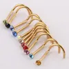 Mix Colors Rhinestone Nose Studs Screw Ring Bone Bar Body Piercing Jewelry Gold Silver Nose Pin237o