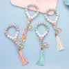 Siliconen Bead Bracelet Vrouwelijke Tassel Key Chain Party Favor hanger armbanden Rubberpols Polsband Fashion Keychain Polsles Holder BJ BJ