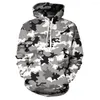 Hoodies masculinos capuz de camuflagem impressa em 3D com suéteres da moda do chapéu de chapéu elegante Y2K Casual Opeversize Clothing Clothing