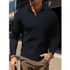 Men's Polos Spring Autumn Men Zipper Polo Shirts Smart Casual Slim Male Clothes Tees Streetwear Fashion Versatile Long Sleeve Top