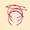 Strand Fashion Sisters Card Bracelet roestvrij staal hartvormige wasdraad weven groothandel