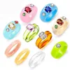 Färgglada hartsringar retro chunky ring unik strass akryl mode stapla fyrkantiga smycken finger trendig gåva för kvinnor och 244C