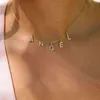 Aangepaste diamant ketting bestrijkt kristalbrief gepersonaliseerde naam hanger kettingen sieraden y220428266v