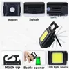 Flashlights Torches Mini LED 1500LM Work Light Portable Pocket Keychains USB Rechargeable For Outdoor Camping Small Corkscrew