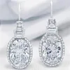 Top Sell Vintage Fashion Jewelry Handmade 925 Sterling Silver Oval Cut White Topaz CZ Diamond Gemstones Women Wedding Dangle Earri308h
