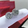 Stud Earrings Silver 925 Original Diamond Test Past Round Brilliant Cut Total 4 Carat D Color Moissanite For Women Gemstone Jewelr288g