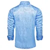 Chemises décontractées pour hommes Luxury Luxe Blue Silk Social Social Long Manche à manches longues Shirt Paisley Solid et Blouses Vêtements pour hommes