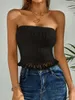 Damestanks Fashion Women Strapless Tube Tops Zomer sexy solide gehaakte jacquard franjes zoom bandeau mouwloos uit schoudergewas