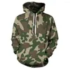 Hoodies masculinos capuz de camuflagem impressa em 3D com suéteres da moda do chapéu de chapéu elegante Y2K Casual Opeversize Clothing Clothing