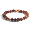 Strand Oaiite 8 mm Natural Yellow Tiger Eye Bracelet Chakra Wood Perle pour hommes et femmes Meditation de yoga Méditation Alulette Energy Stone