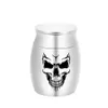 Skull Face Shaped Engraving Pendant Small Cremation Ashes Urns Aluminum Alloy Urn Funeral Casket Fashion Keepsake 30x40mm262T