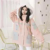 Trench Cods Coats Japonais Soft Girl Automne hiver mignon ami épaissis épaissis gris rose rose épissé en coton collier de laine de laine de laine