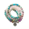 SN1530 New Design Women's 108 Mala Yoga Bracelet Pink Crystal Natural Jasper Mala Beads Bracelet Lotus Energy Yoga Jewelry237G