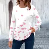 Women's Blouses Long Sleeved Round Neck Valentine's Day Fashion Tops For Women Blouse Sexy Womens Tunic Top Work