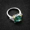 Clusterringe Wunsch 925 Sterling Silber 10 10 mm Emerald High Carbon Diamant für Frauen funkelnde Hochzeit fein Schmuck Großhandel