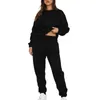 Kvinnors tvådelade byxor bredbensbyxor för kvinnor Stylish Surthirt Lounge Set Comfy Two-Piece Suit med baggy sweatpants hem