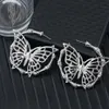 Trendy New Simple Hollow Butterfly Bamboo Hoop Ohrringe für Frauen Silber Farbe Geometrische Ohrringe Punk HipHop Schmuck177l