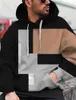 Sweat à capuche masculin Hoodie Color Block Design 3D Print Graphic Tops Automne Trendy Streetwear à manches longues Hooded for Men Clothes