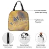 Dinnerware Yellow And Brown Mountain Lunch Box Insulated With Compartments Reusable Tote Handle Portable For Kids Picnic School