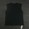 Tanques masculinos tampas púrpura de camiseta roxa inserida colar de gola de gola regular de algodão preto liso de algodão