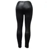 Dames leggings dames pu lederen broek stretchy push-omhoog potlood mager midden standaard enkel-lengte bodems