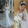 Sbalorditivo 2024 moderni nuovi romantici splendidi abiti da sposa sirena a maniche lunghe perdono appliques da sposa da sposa in pizzo