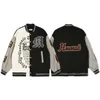 Mäns Patchwork Baseball Jacket Autumn Loose High Street Letter broderade kvinnliga rockar Bomber Spring Unisex 2023 231222