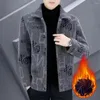 Jackets masculinos Autumn e inverno Casaco de lapela de lapela de peito único de manga longa de mangas compridas espessadas