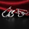 Ryggar örhängen 925 Sterling Silver Pretty Heart Crystal for Women Romantic Ear Buckle Party Wedding Jewel Christmas Gifts