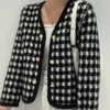 Tricots pour femmes plaid petit parfum en tricot veste femme pulls externes courte 2023 Spring automne mink tricot cardigan tricot