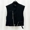 メンズベストPFHQファッションカジュアルベストメンのメタルチェーンスタンドカラーシングル胸部袖のジャケット2023タイド21F3838