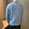 Мужские свитера мужчины зимний кардиганский свитер V Шея однобортный вязаный вязаный