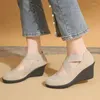 Dress Shoes Suede Wedges Women 2024 High Heels Spring Rome Walking Fashion Comfort Work Trend Pumps Zapatos Para Mujer