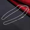 Cadenas 925 STERLING Silver 16/18/20/22/24/26/28/30 pulgadas 2 mm Collar de cadena lateral completo para mujeres Joyas de regalo de moda