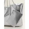 Schoudertassen aangepaste metalen zilveren lederen dames grote draagtas schouder shopper handtas tas voor vrouwen