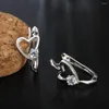 Ryggar örhängen 925 Sterling Silver Pretty Heart Crystal for Women Romantic Ear Buckle Party Wedding Jewel Christmas Gifts