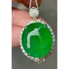 SGARIT Jewelry Grade A Natural Jadeite White Gold Jewellery Classic Women Green Jade Stone Pendant