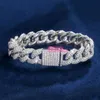 2024 Custom Miami Cuban Chain 10mm Breite Real 925 Silber 2 Reihen D Farb Diamant Moissanit Kubanische Verknüpfung Armband