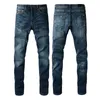 Amirj Jeans Luxusdesigner Jeans Luxus Patch gleicher Stil wie Prominente Herrenstreckhose Purpur zerrissene Amirs Jeans Stickerei