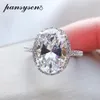 100% 925 argent sterling ovale coupe citrine simulée diamants de Moissanite Ring Women Wedding Party Fine bijoux entier Cluster Ri2448