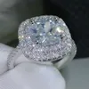 Luxury Womens Fashion Silver Gemstone Engagement Rings For Women Jewelry Simulated Diamond Ring For Wedding273d