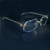 2023 Gafas de sol antiguas Nuevas gafas de sol de lujo de lujo Accesorios para hombres Fashion Rimless Carter Driving Shades GAFA266U