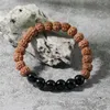 Strand oaiite 8mm zwarte agaat armband bodhi voor mannen en vrouwen yoga meditatiebehandeling angstgevoelens veel geluk sieraden cadeau