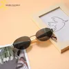 Solglasögon retro oval metall ram manlig körkvinna vintage mode solskade