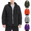 Men's Jackets Solid Color Hooded Multi Pocket Windproof Outdoor Hiking Jacket Light Breathable