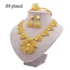 Ensembles de bijoux 24k Dubai Gold Color Wedding For Women Collier Boucles d'oreilles Bracelet Ring Africain Bridal Gifts Collares Bijoux Set 20236n