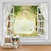 Tapissries 3D Nature Landscape Tapestry Window Scenery Asthetic Room Decor Living Wall Canvas Hängande matta